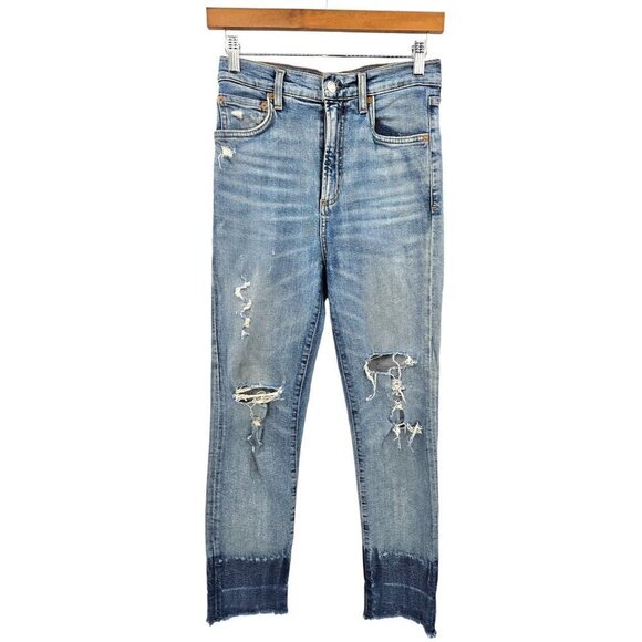 AGOLDE Ruby Super High Rise Jeans 26 Cropped Strght 2 Tone Coastal Cowgirl Rodeo - Picture 3 of 10